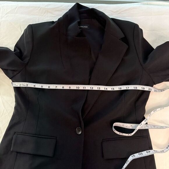 Boston Proper Beyond Travel Classic Boyfriend Blazer Womens 14 Black One Button - Picture 7 of 10